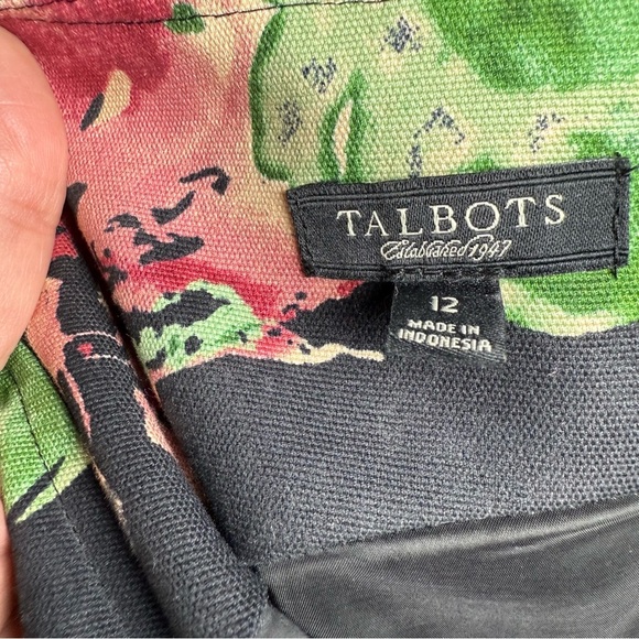 Talbots Shift Dress Size 12 Black Pink Ditzy Floral Lined Wedding Guest - Picture 8 of 9